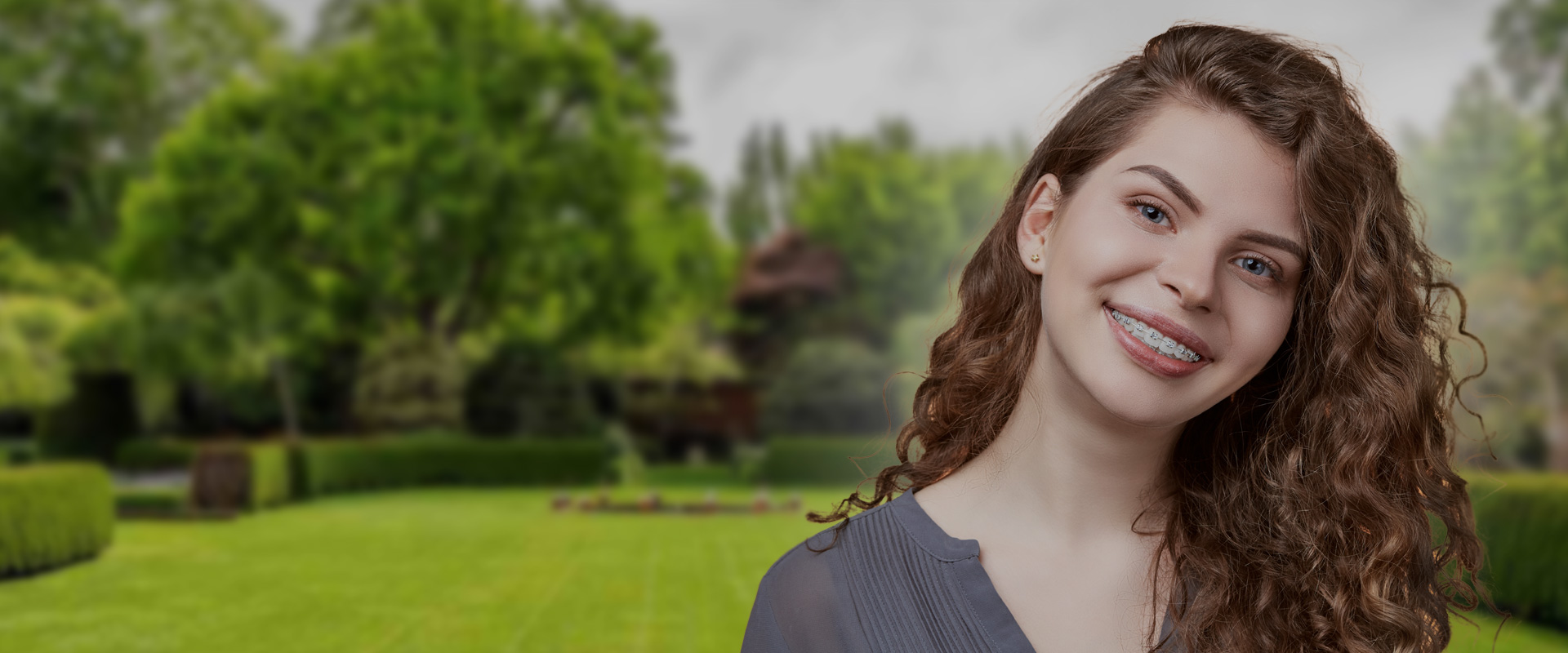 Woman smiling banner of Harris Orthodontics